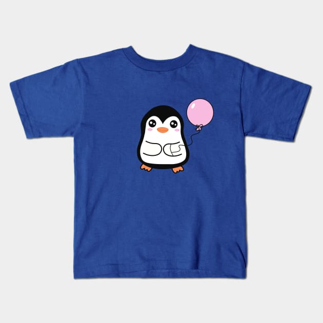 Penguin Holding a Balloon Kids T-Shirt by Jps Creatorium